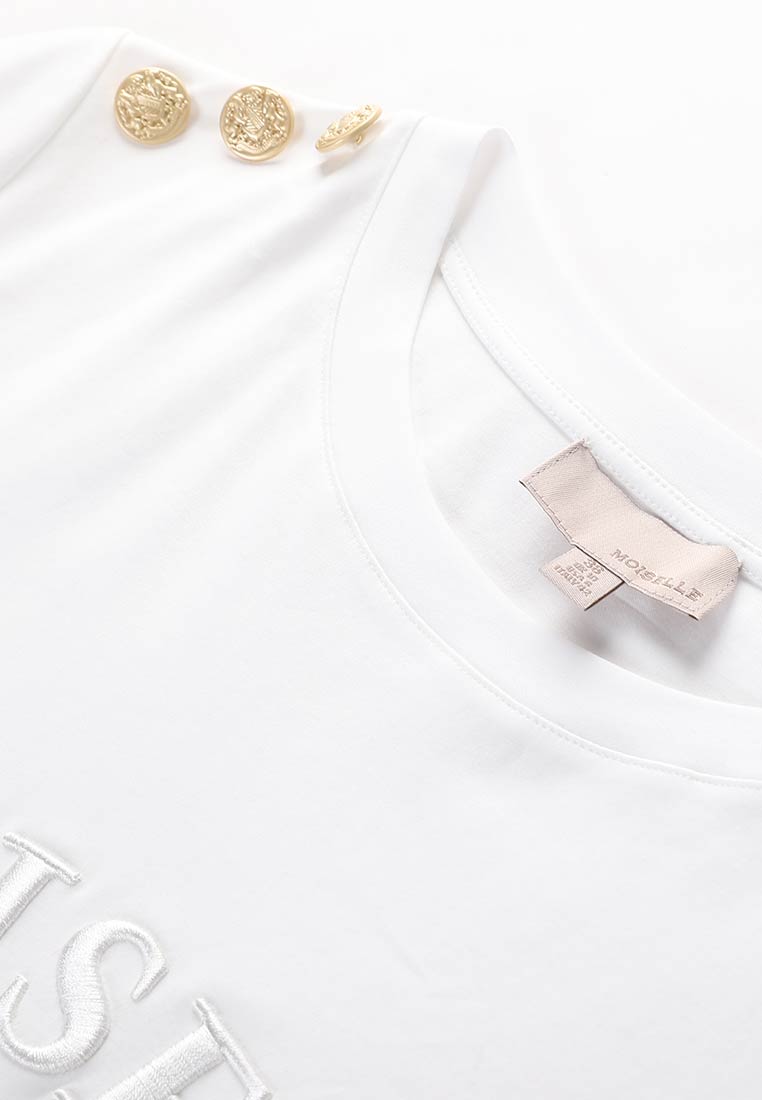 MOISELLE Embroidered White T-Shirt - MOISELLE