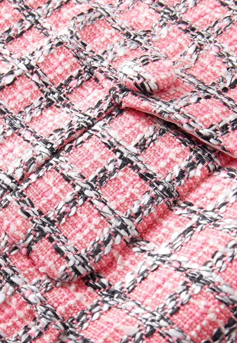 Pink Tweed Long-sleeved Jacket - MOISELLE