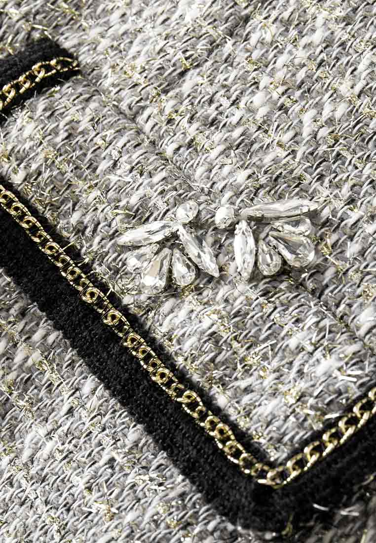 Gem-detail Square Collar Pocket Dress - MOISELLE