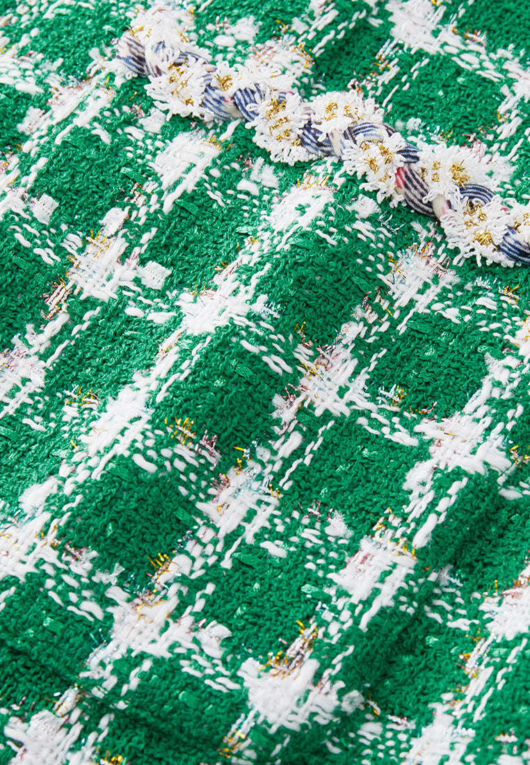 MOISELLE Emerald Green Check Tweed Dress MOISELLE Emerald Green Check Tweed Dress