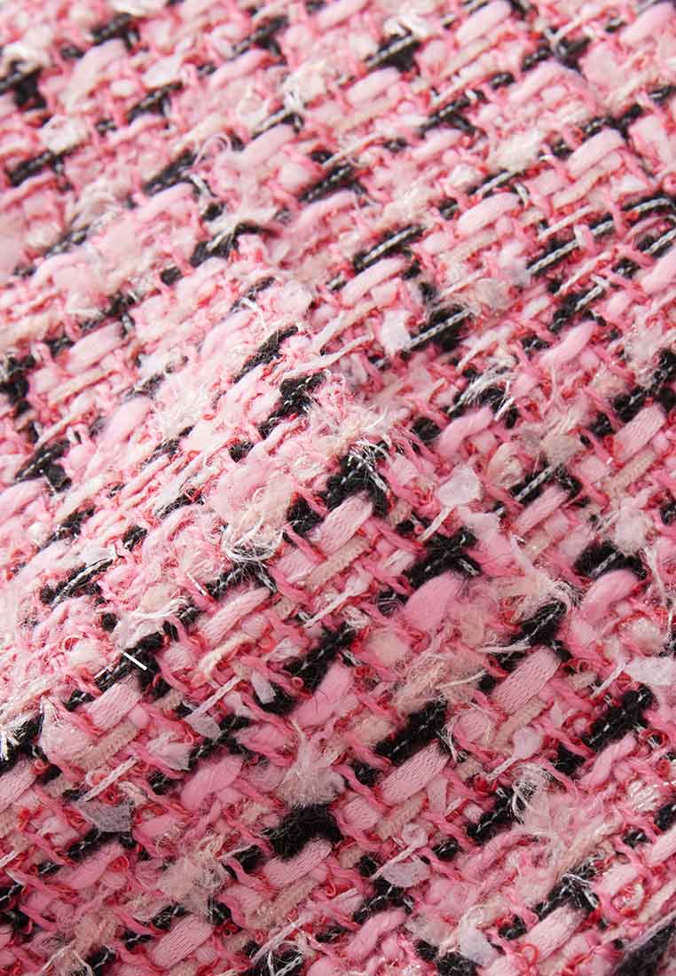 Pink Tweed Lapel Dress - MOISELLE