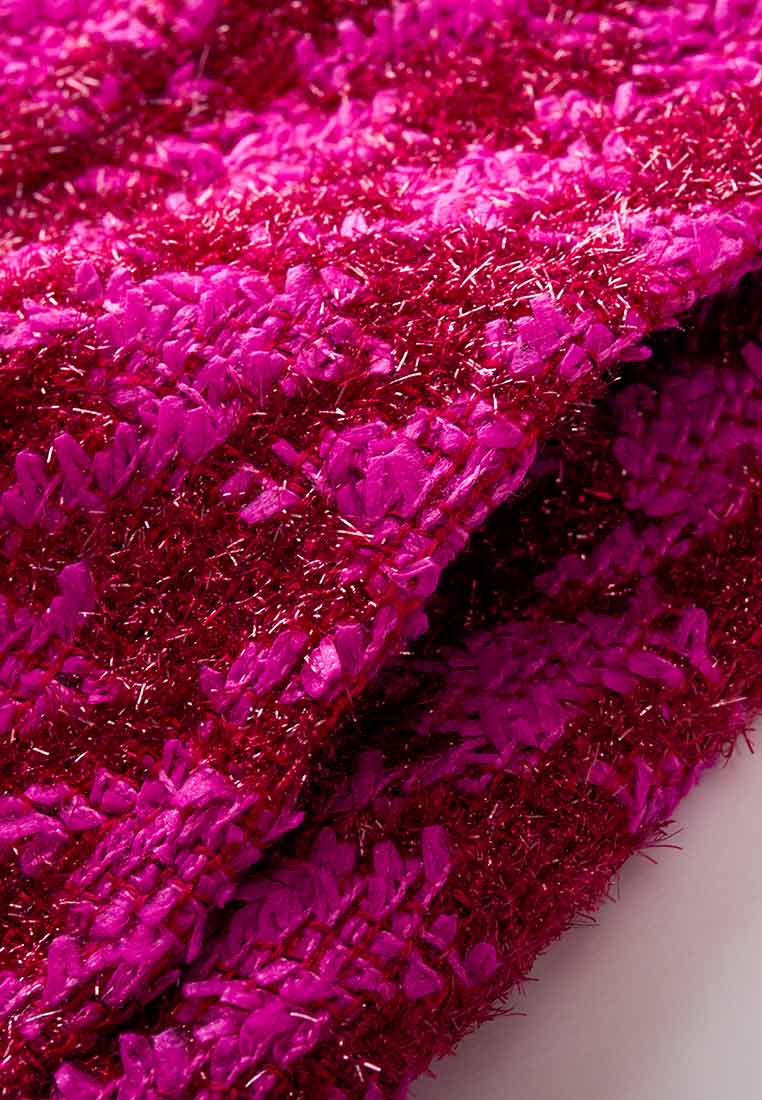 Fluorescent Pink Dark Red Monogram Tweed Skirt - MOISELLE