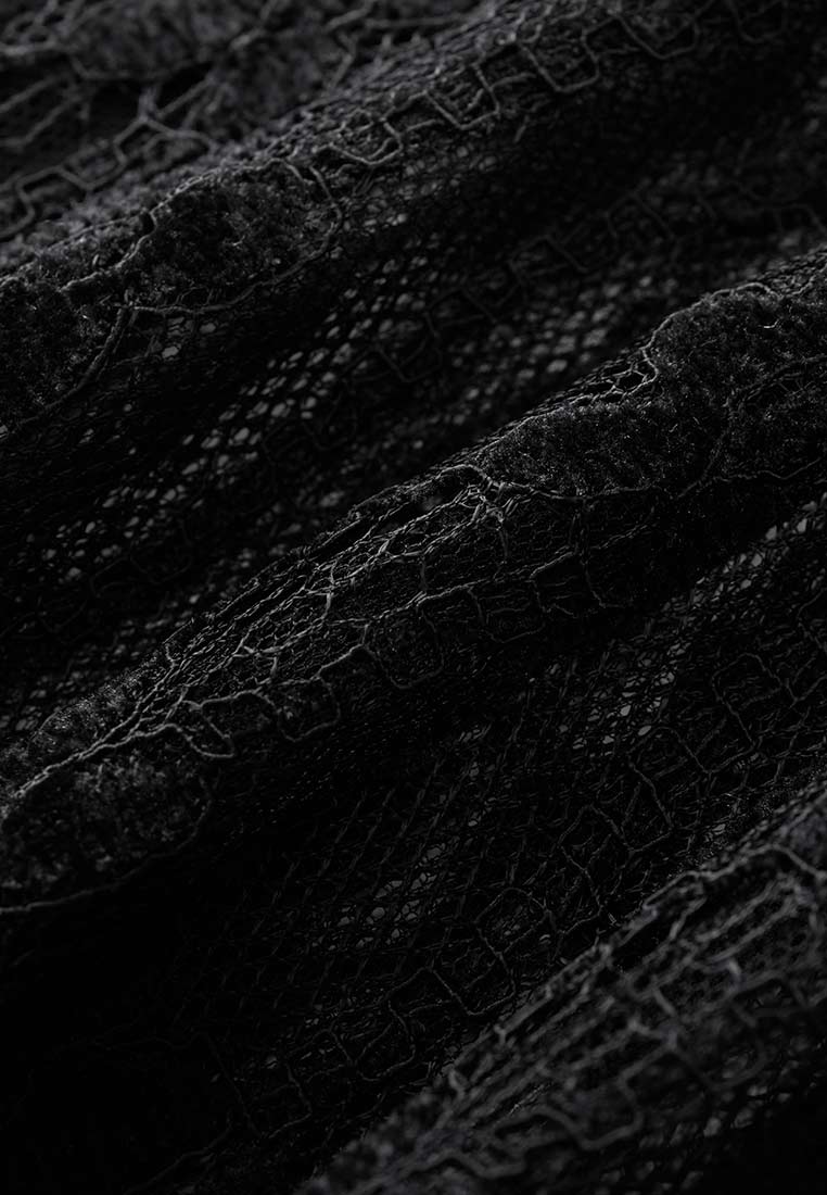 Black Velvet Lace See-Through Top - MOISELLE