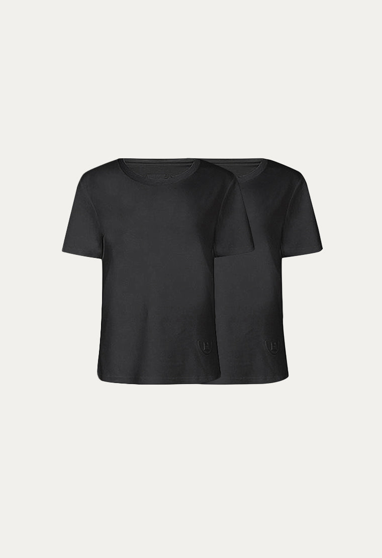 Antibacterial basic round-neck T-shirt (Black) - MOISELLE