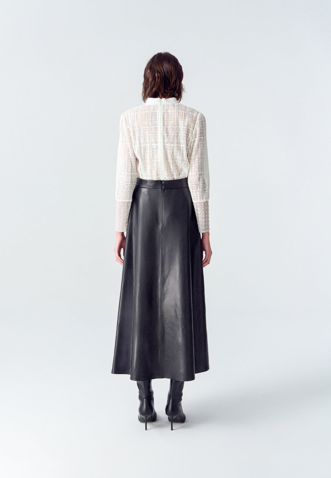 Black Vegan Leather Flare Skirt – MOISELLE