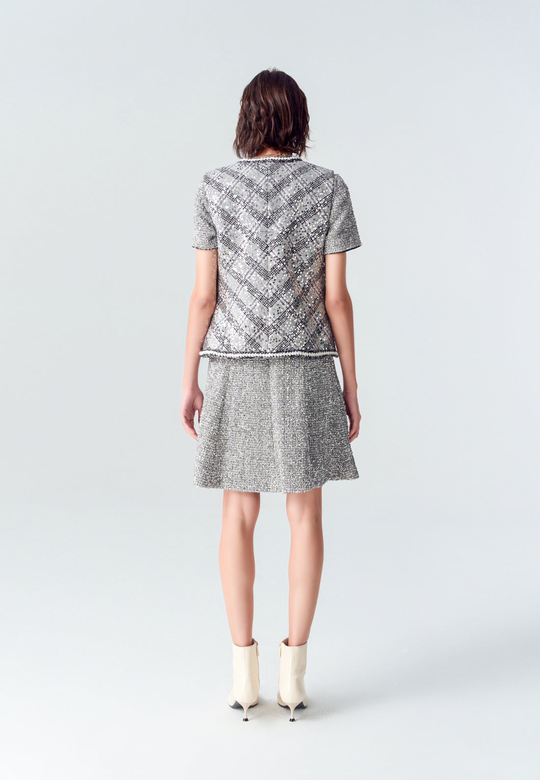 Argyle Plaid Sequin Tweed Vest