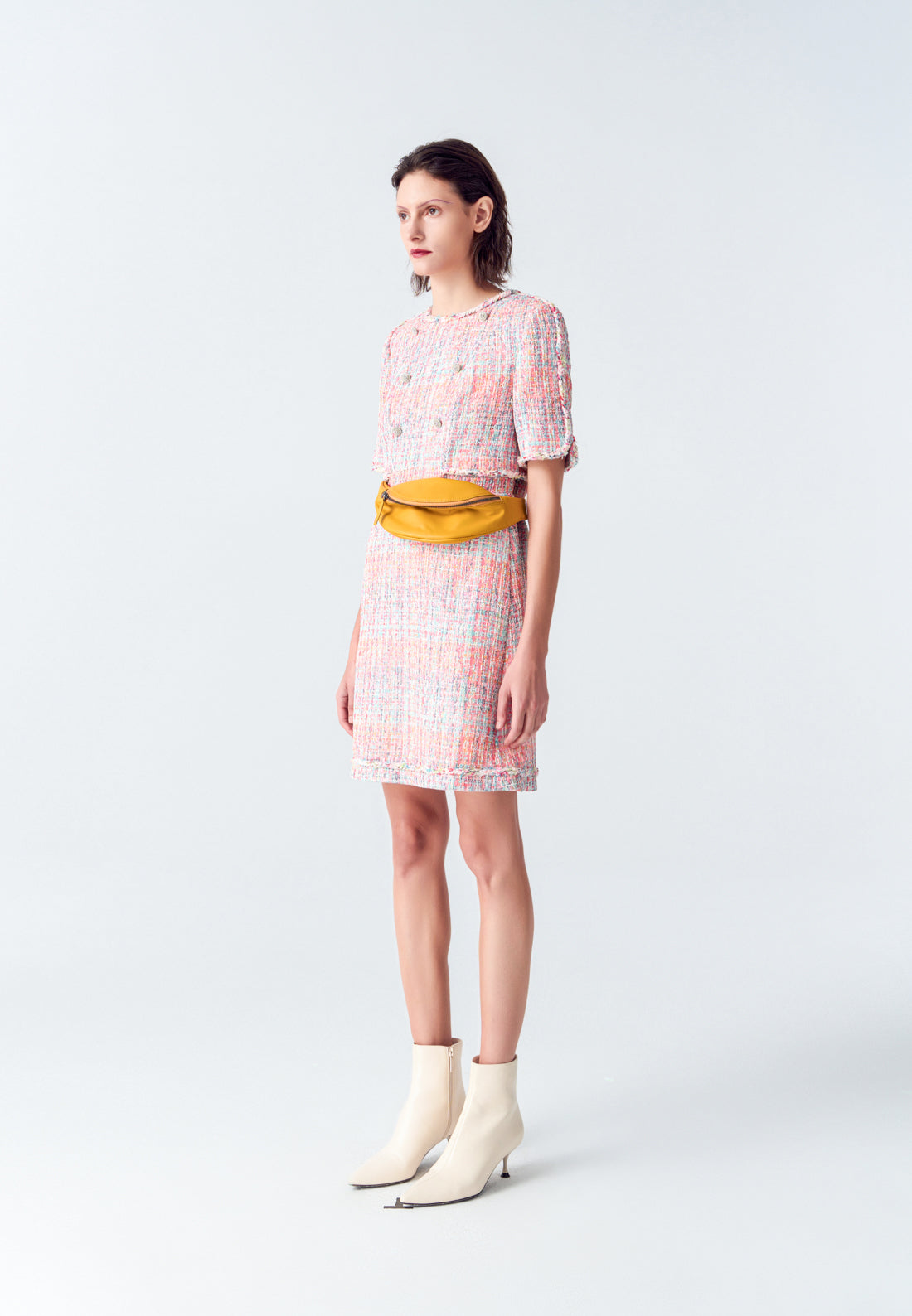 Pink tweed outlet dress