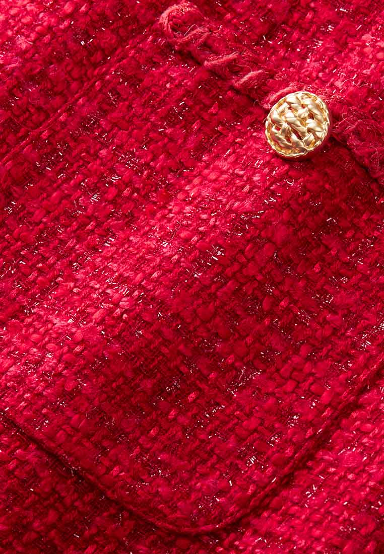 Red Wool Tweed Midi Dress - MOISELLE