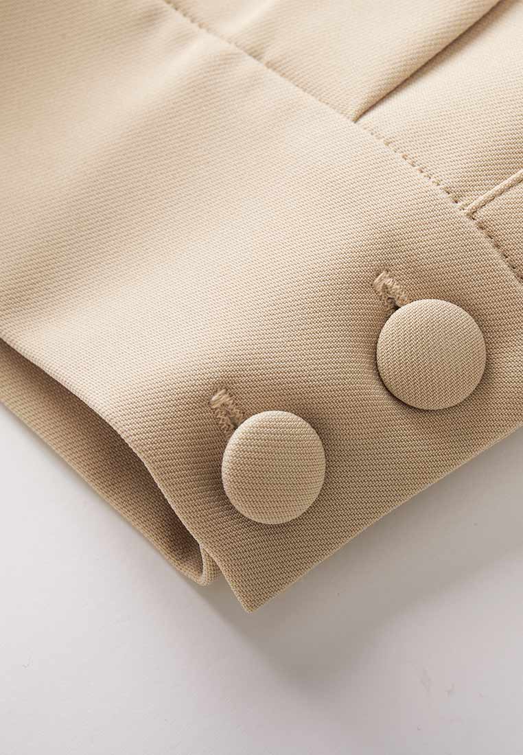 Khaki Cropped Calf Length Trousers - MOISELLE