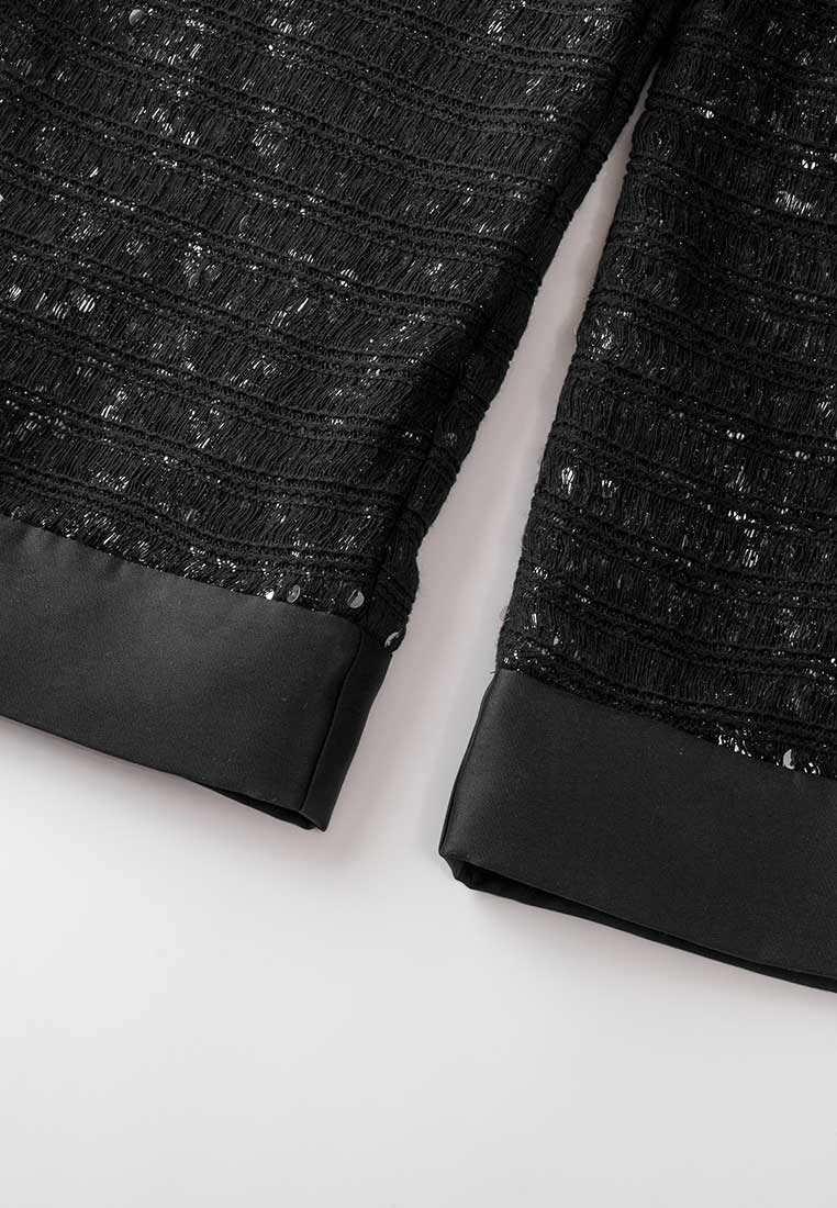 Black Sequin Wide-leg Trousers - MOISELLE