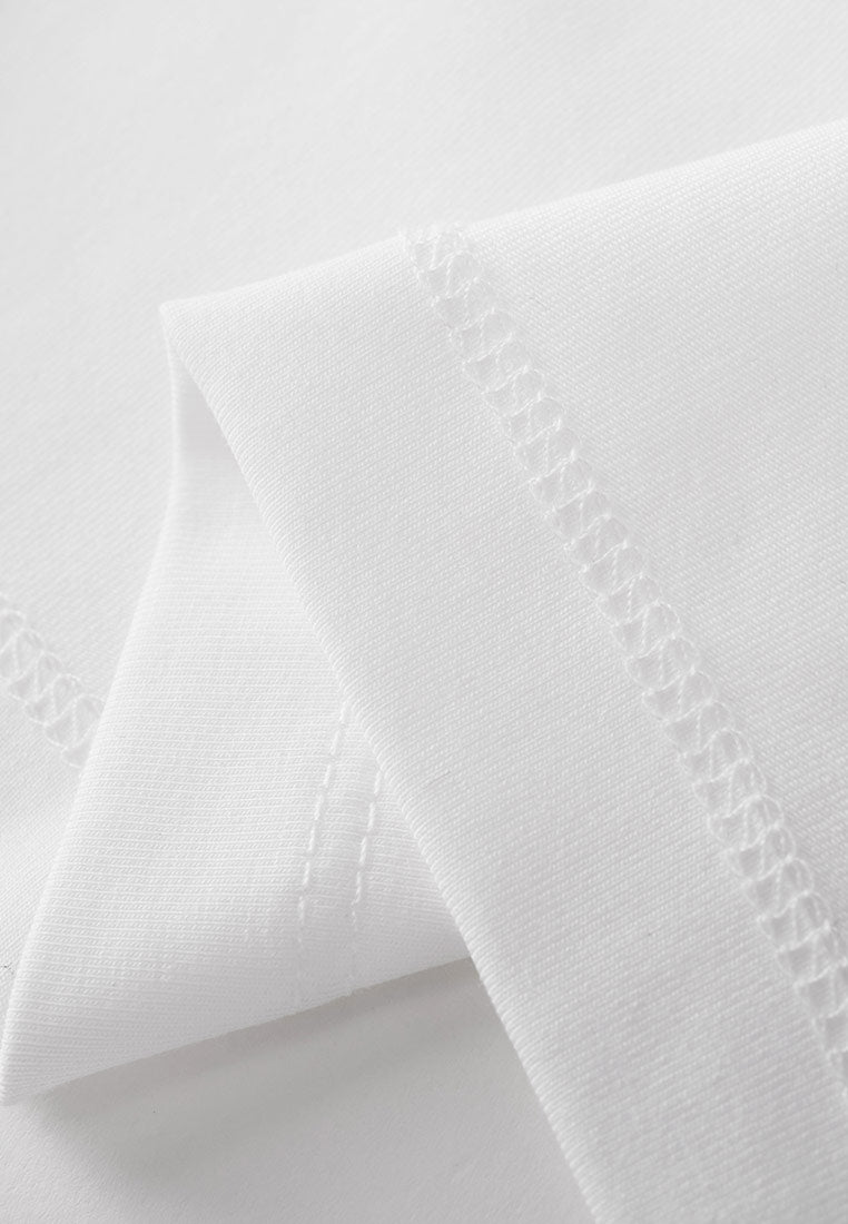 Embellished Shoulder White T-shirt - MOISELLE