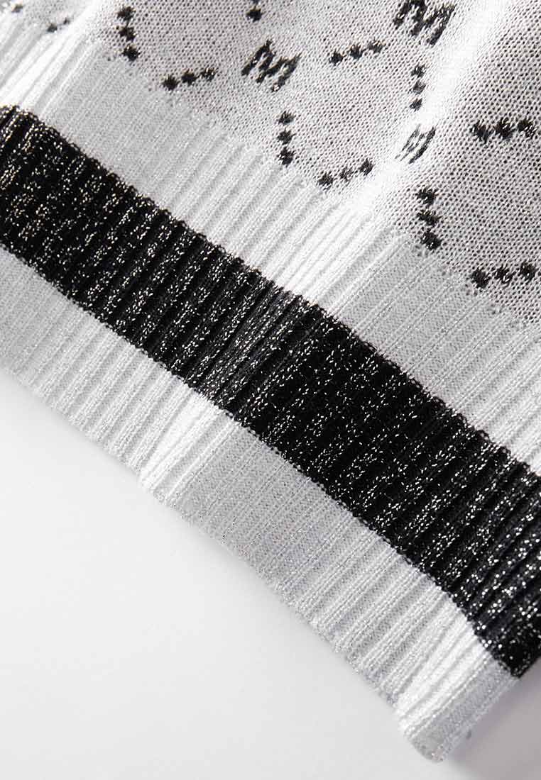 White MOISELLE Monogram Knit Zip-up Sweater - MOISELLE