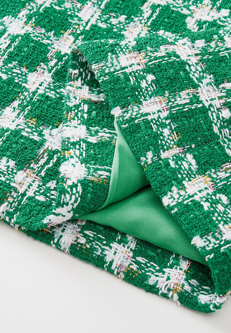 MOISELLE Emerald Green Check Tweed Dress MOISELLE Emerald Green Check Tweed Dress