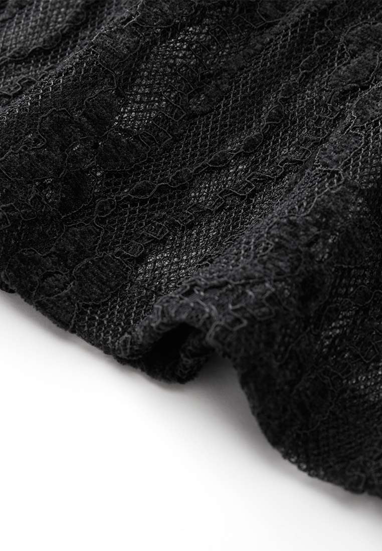 Black Velvet Lace See-Through Top - MOISELLE