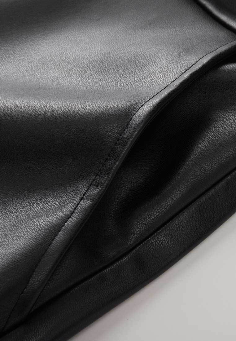 Black Vegan Leather Flare Skirt - MOISELLE