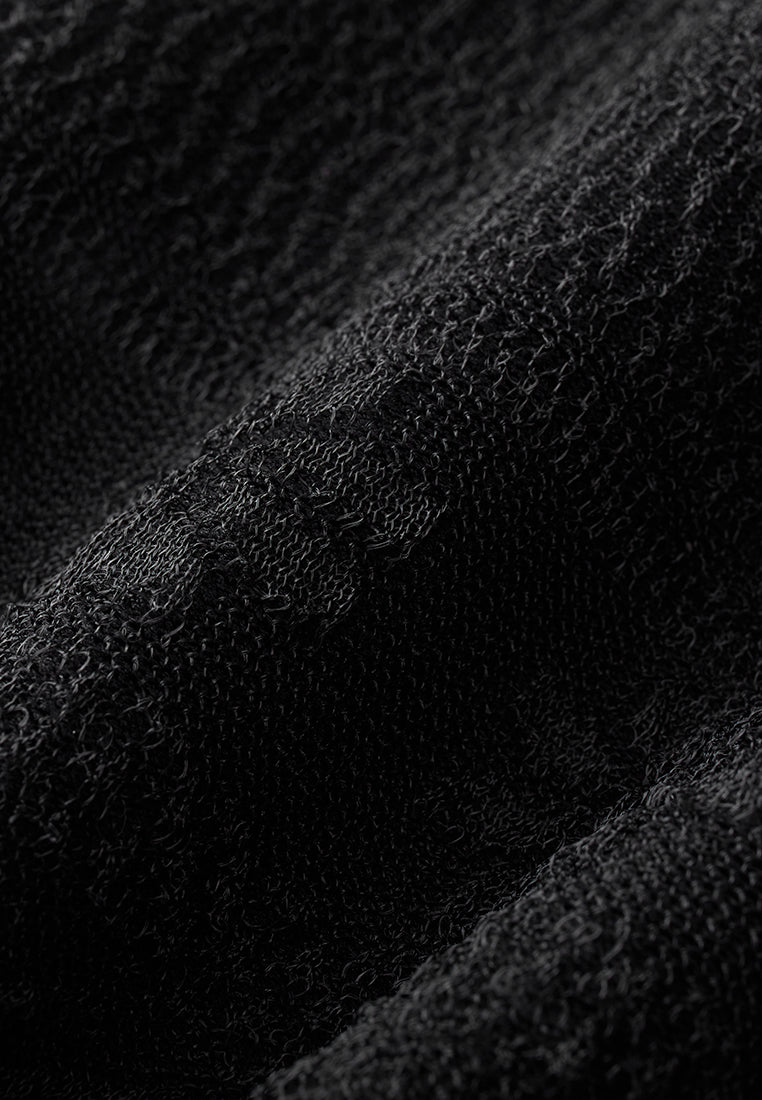 Black Knit Short Sleeves Polo Shirt