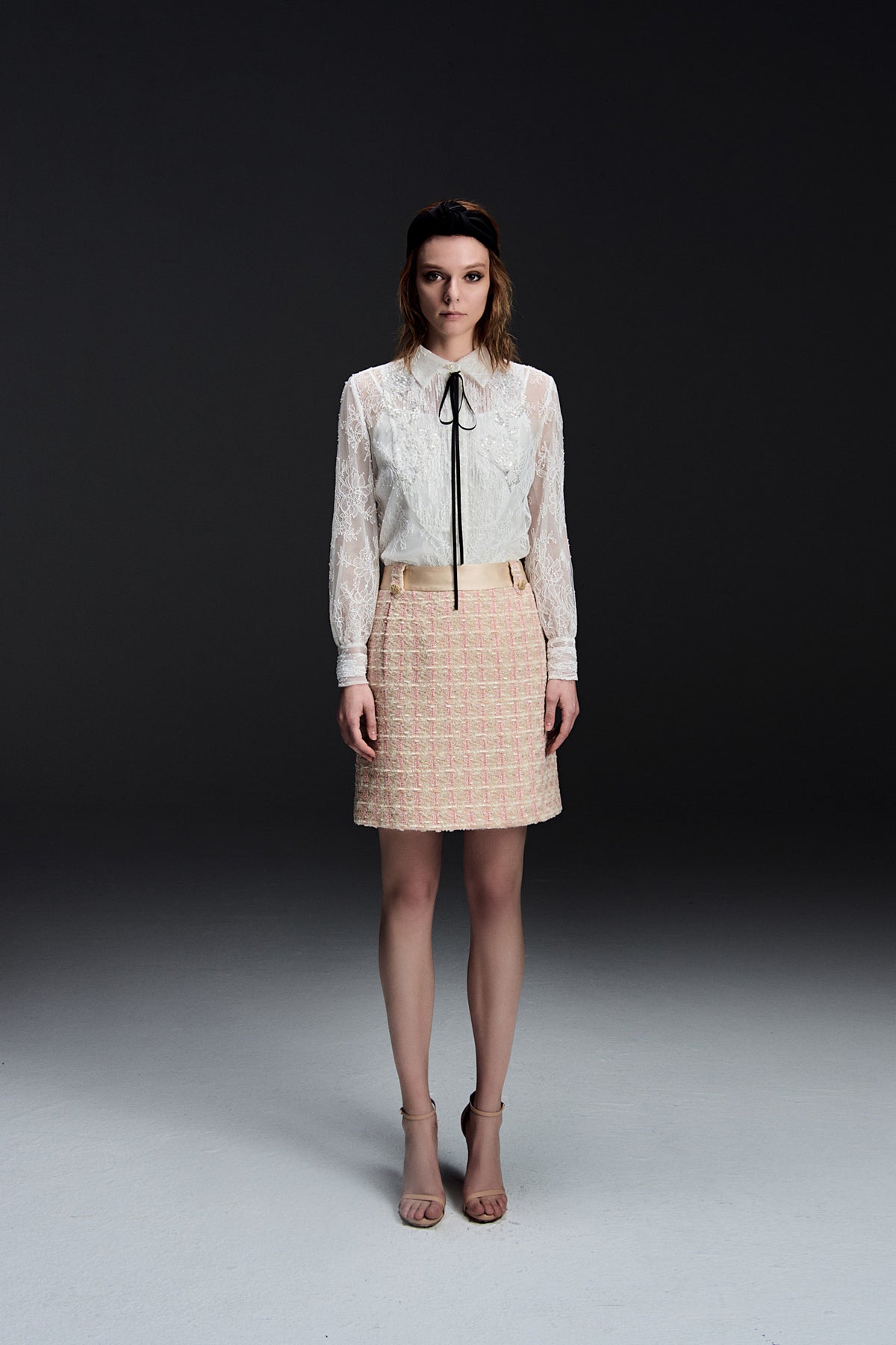 Beige Pink Tweed A-line Skirt – MOISELLE